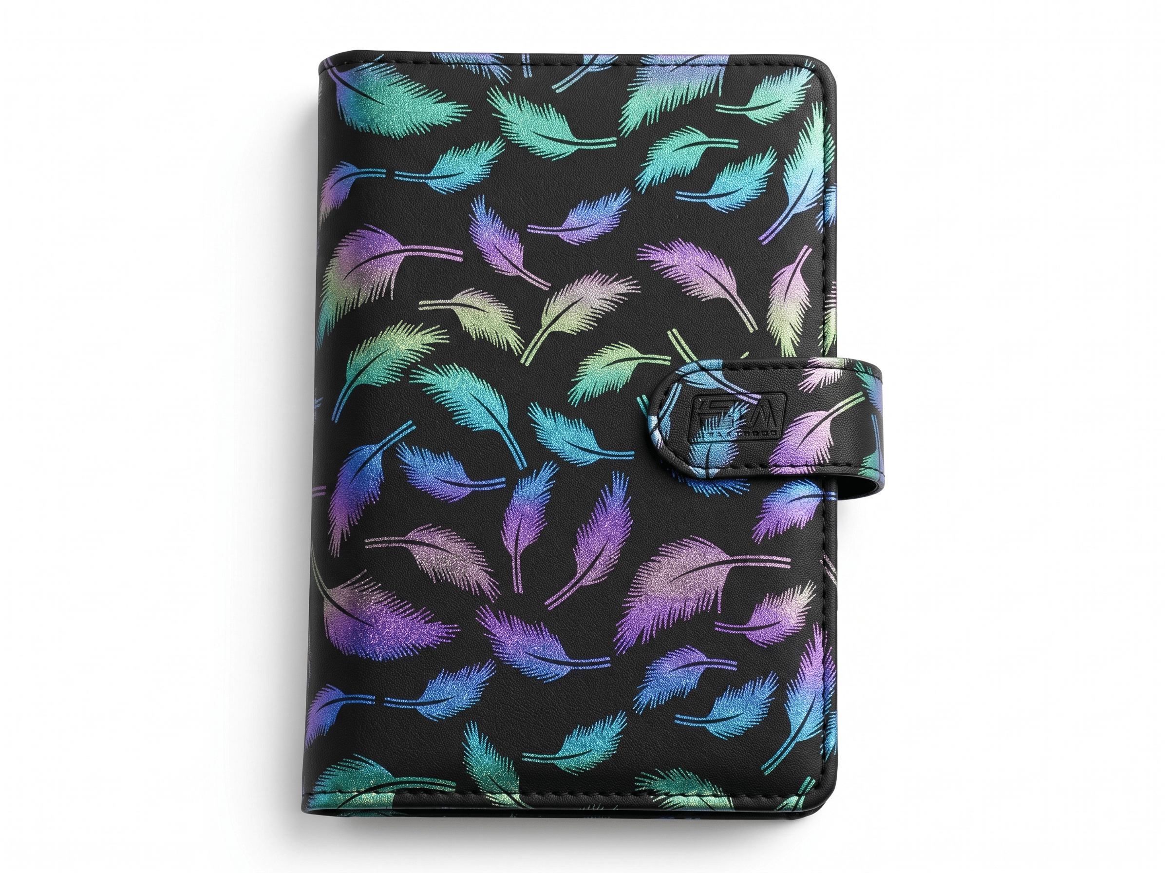 feather print pu hardcover notebook with strap feather print pu hardcover notebook with strap