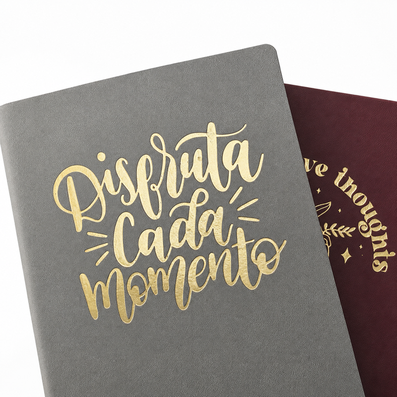 pu notebooks (foil gold)(pen added) 3 gold foil detail close up pu notebooks (foil gold)(pen added) 3 gold foil detail close up