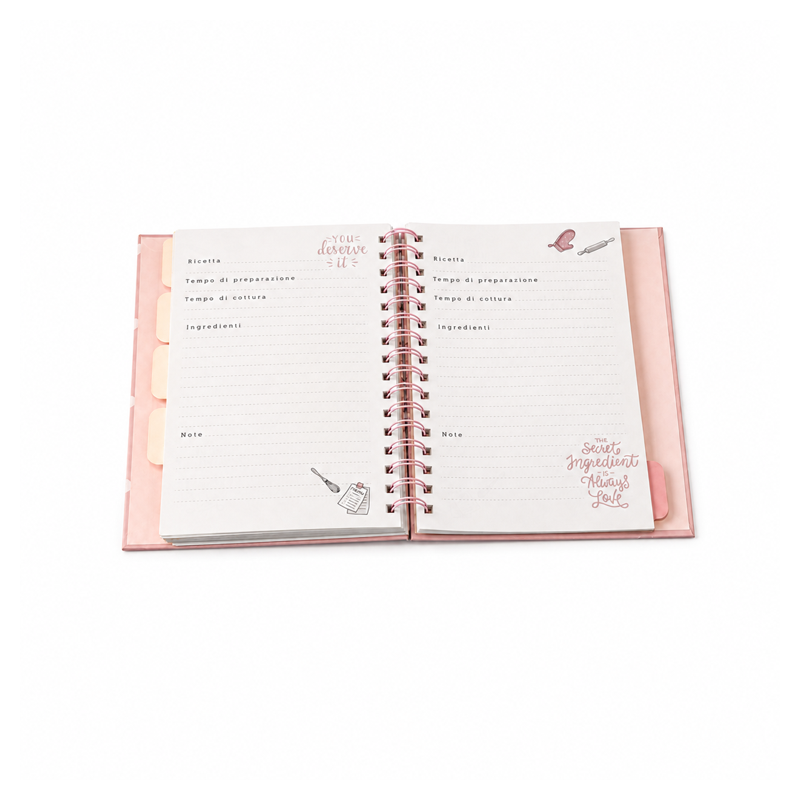 spiral notebook (slim) 01 recipe pages open top view spiral notebook (slim) 01 recipe pages open top view