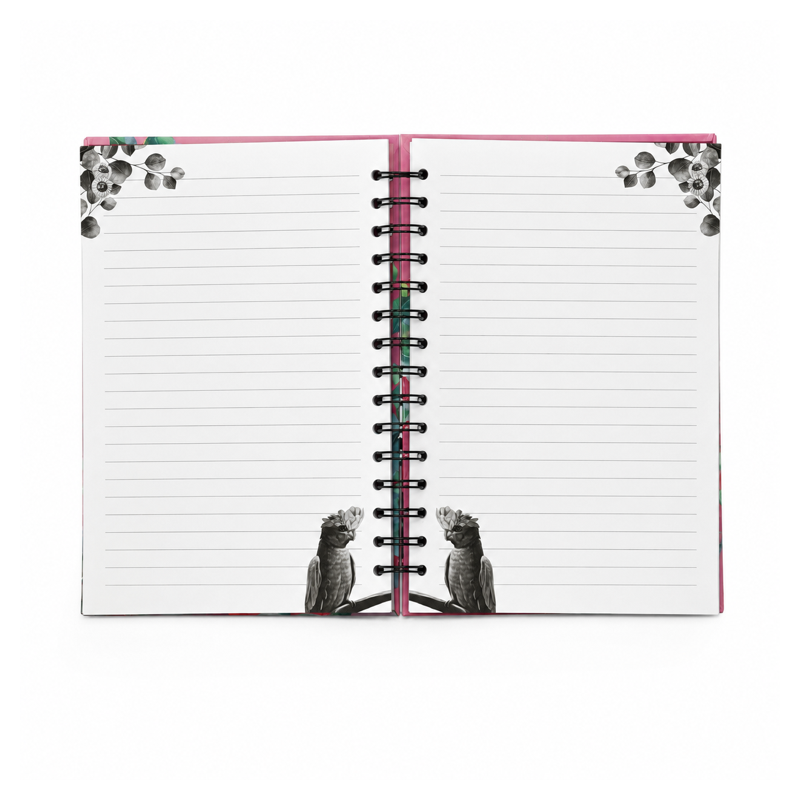 spiral notebooks (animal) 02 bird illustrated pages open front view spiral notebooks (animal) 02 bird illustrated pages open front view
