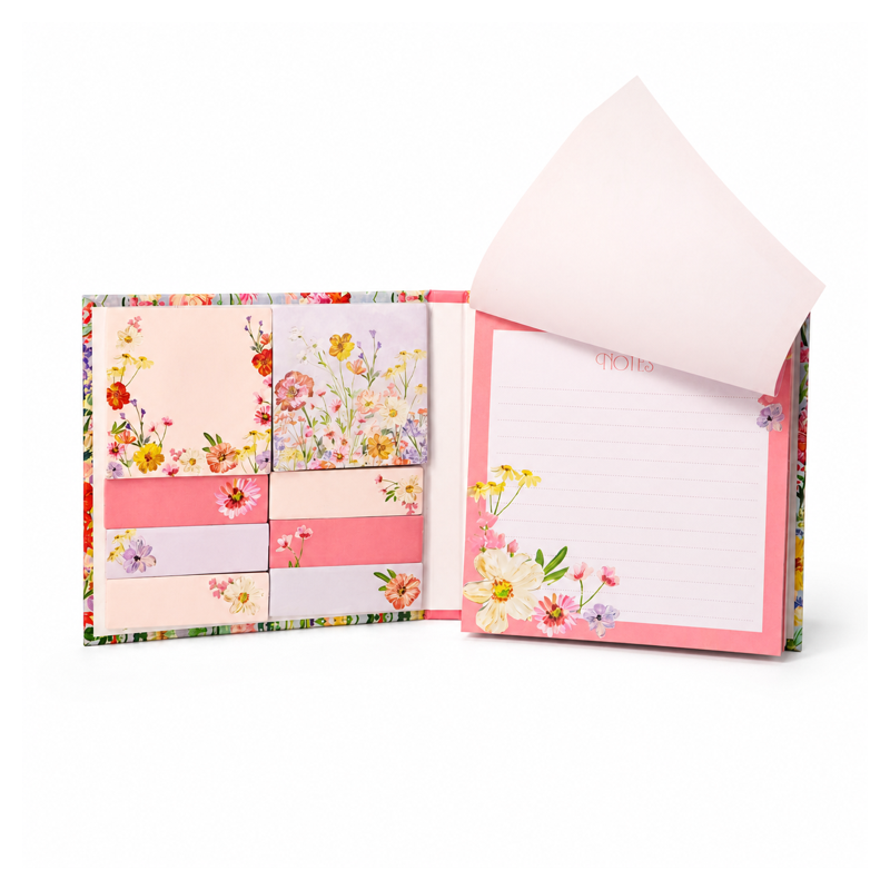 sticky notes (foil gold) 01 floral note set lifted sheet front view sticky notes (foil gold) 01 floral note set lifted sheet front view