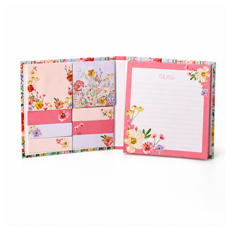 sticky notes (foil gold) 02 floral note set open front view sticky notes (foil gold) 02 floral note set open front view